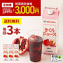 <店内最安値>【定期便/毎回3本】ざくろ100%ジュース 1000ml