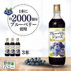 【3本セット】ブルーベリー100%ジュース 720ml