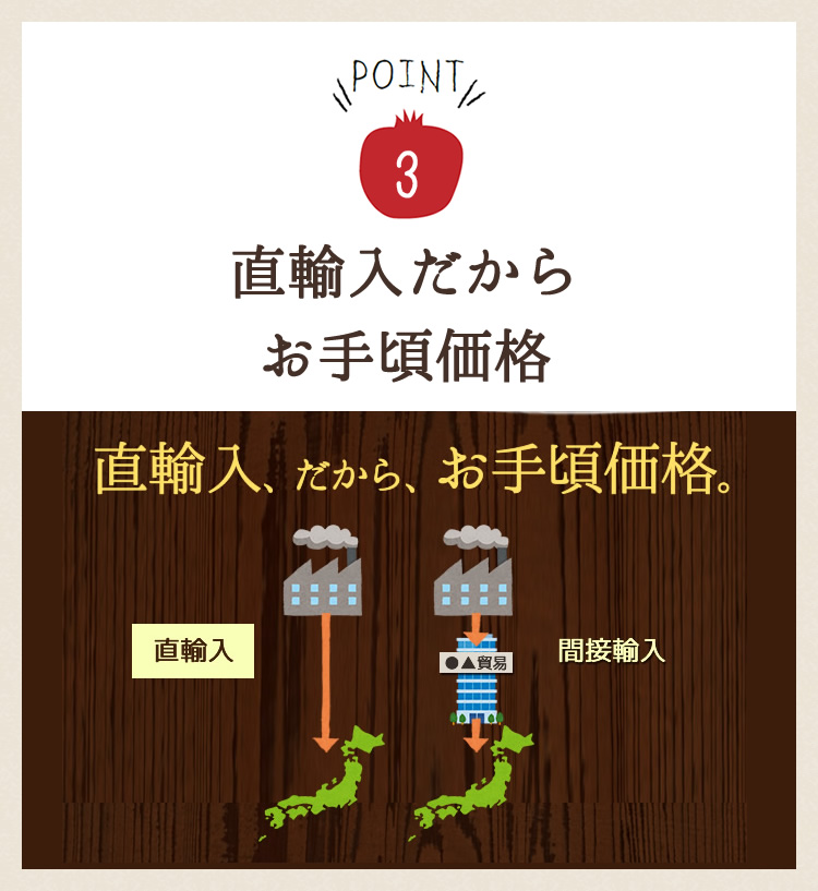 直輸入だからお手頃価格