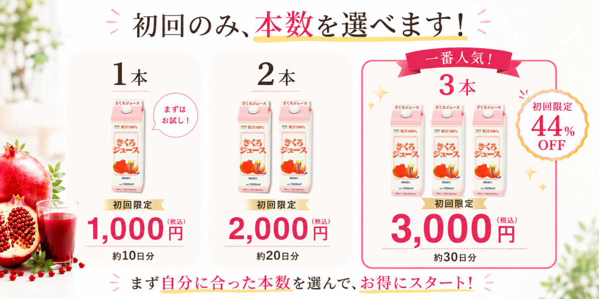 初回のみ1本・2本・3本が選べます!一番人気、初回限定3本税込3000円